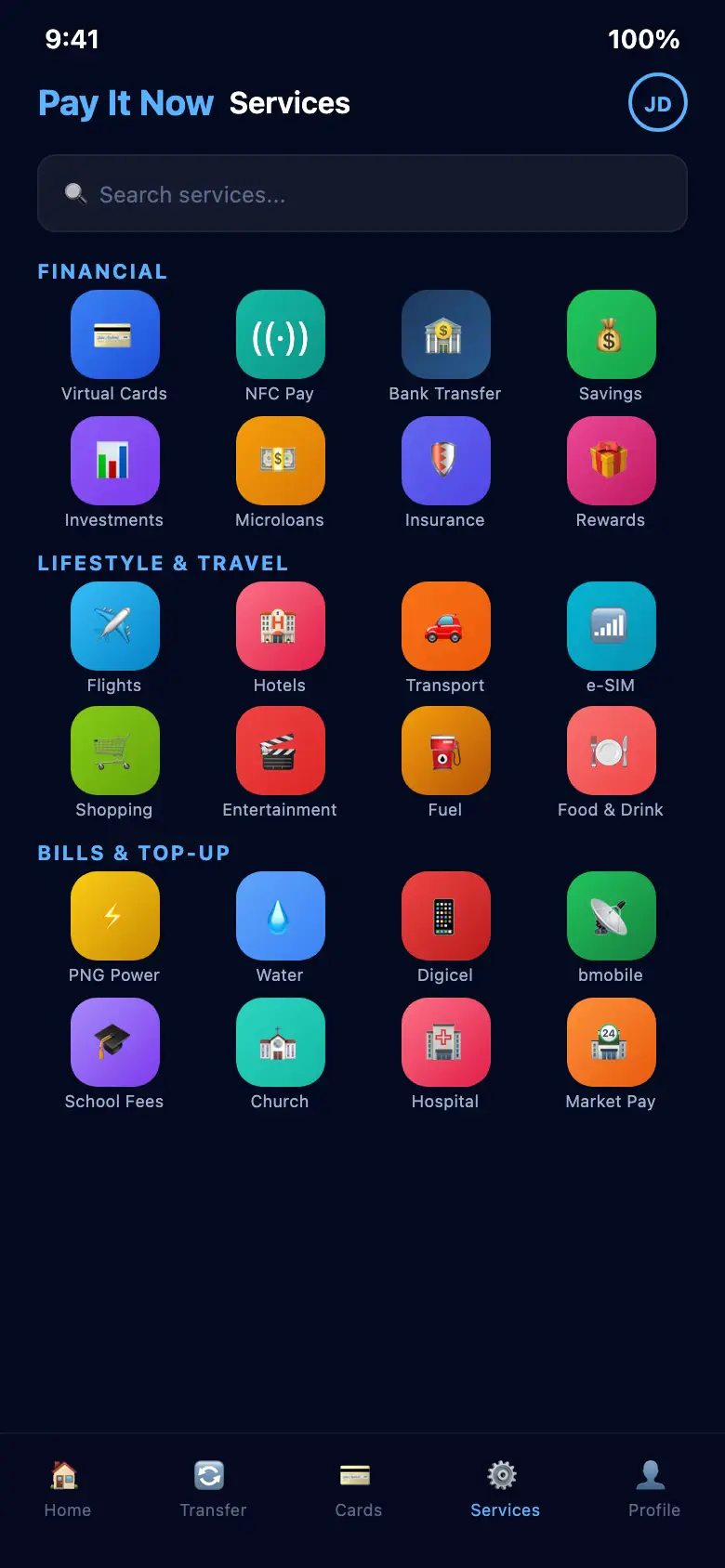 PIN Services grid