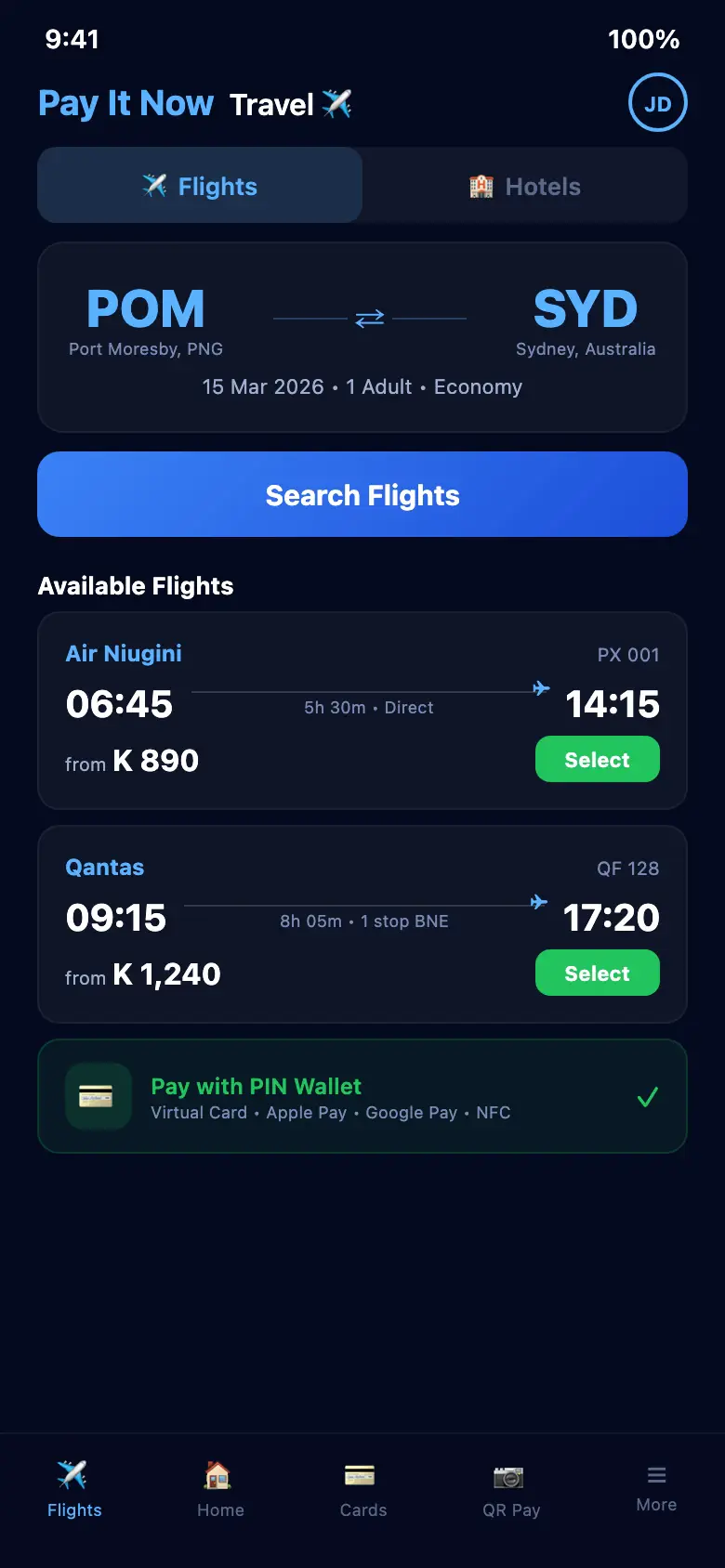 PIN Airline ticket booking