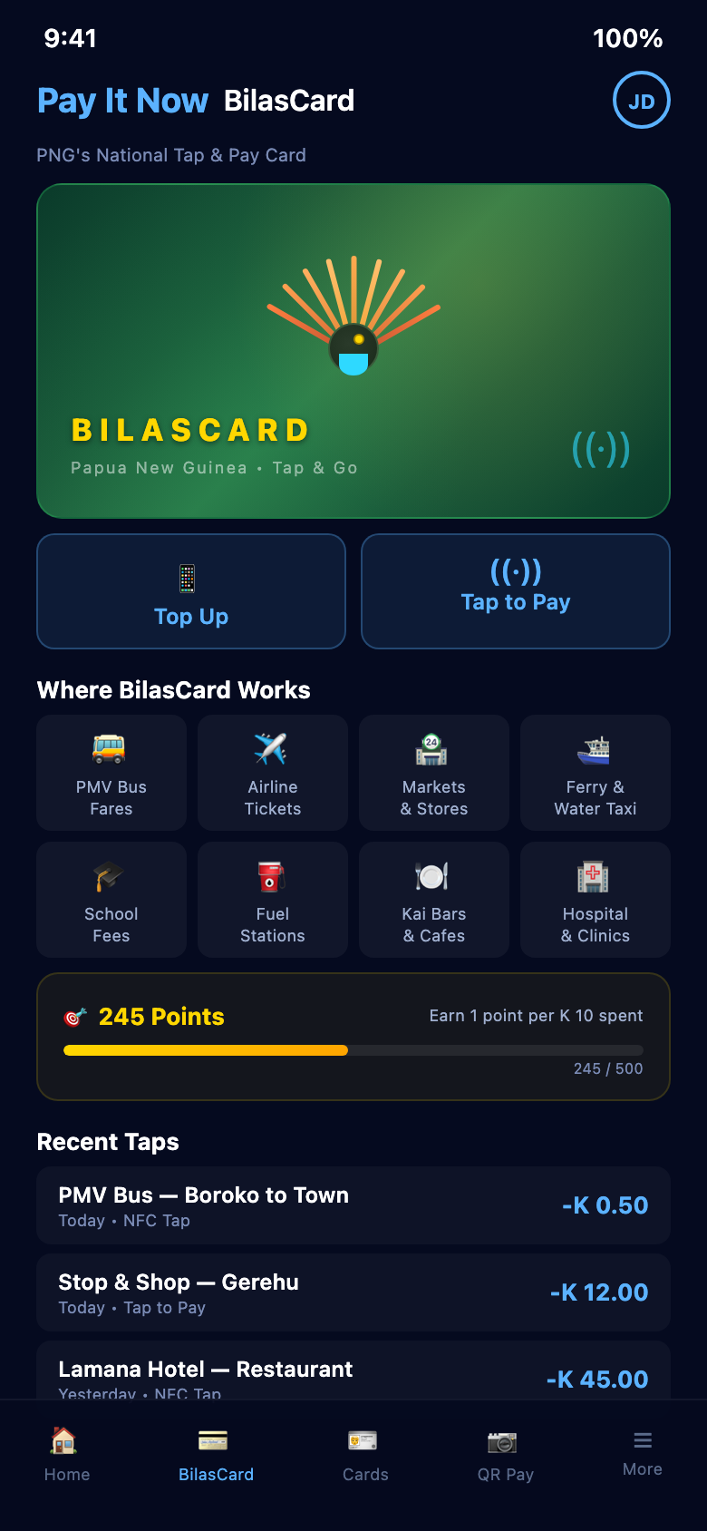 BilasCard PNG tap-and-pay transit card
